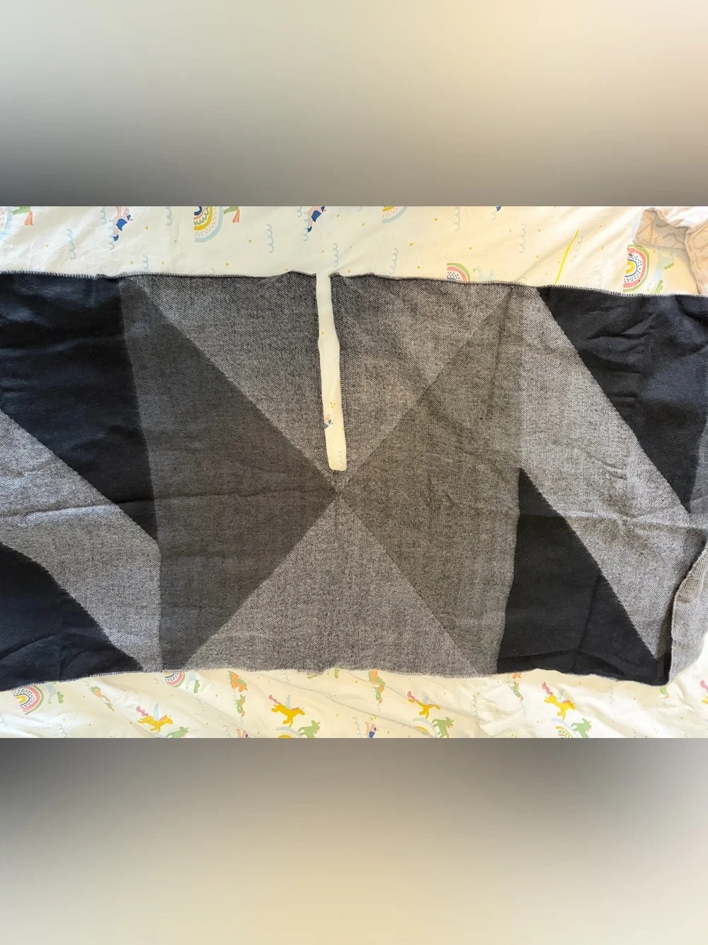 Calvin Klein Oversized Geometric Scarf Wrap Black Gray One Size